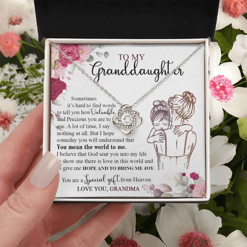 Granddaughter And Grandma Necklace, Jewelry Gift Necklace For Granddauhter - To My Granddaughter Necklace From Grandma, Love Knot Necklace For Granddaughter, Special Necklace From Heaven Necklace