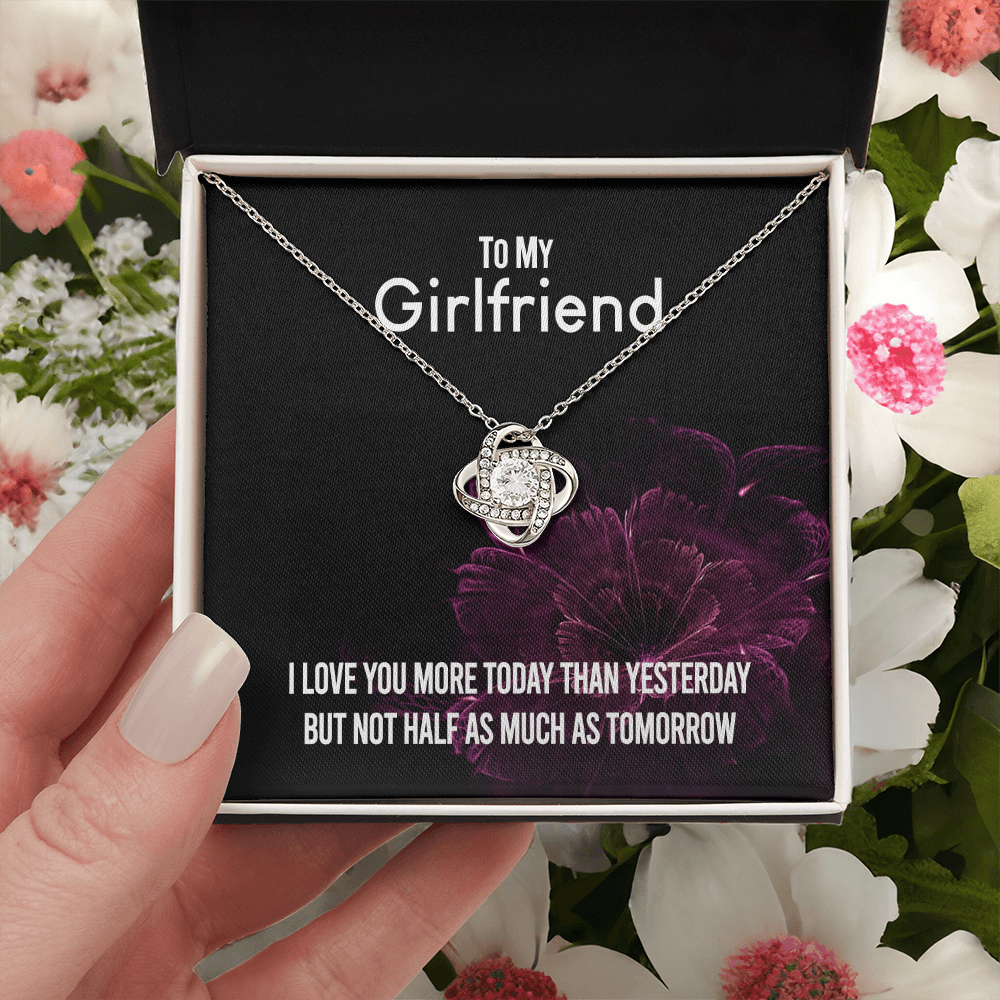 To My Girlfriend Necklace Romantic Girlfriend Birthday Gifts for Girlfriend From Boyfriend, Husband, Girlfriend Gift Necklace - Jewelry Gift For Girls, Love Knot Pendant Gift For Girlfriend, Soulmate