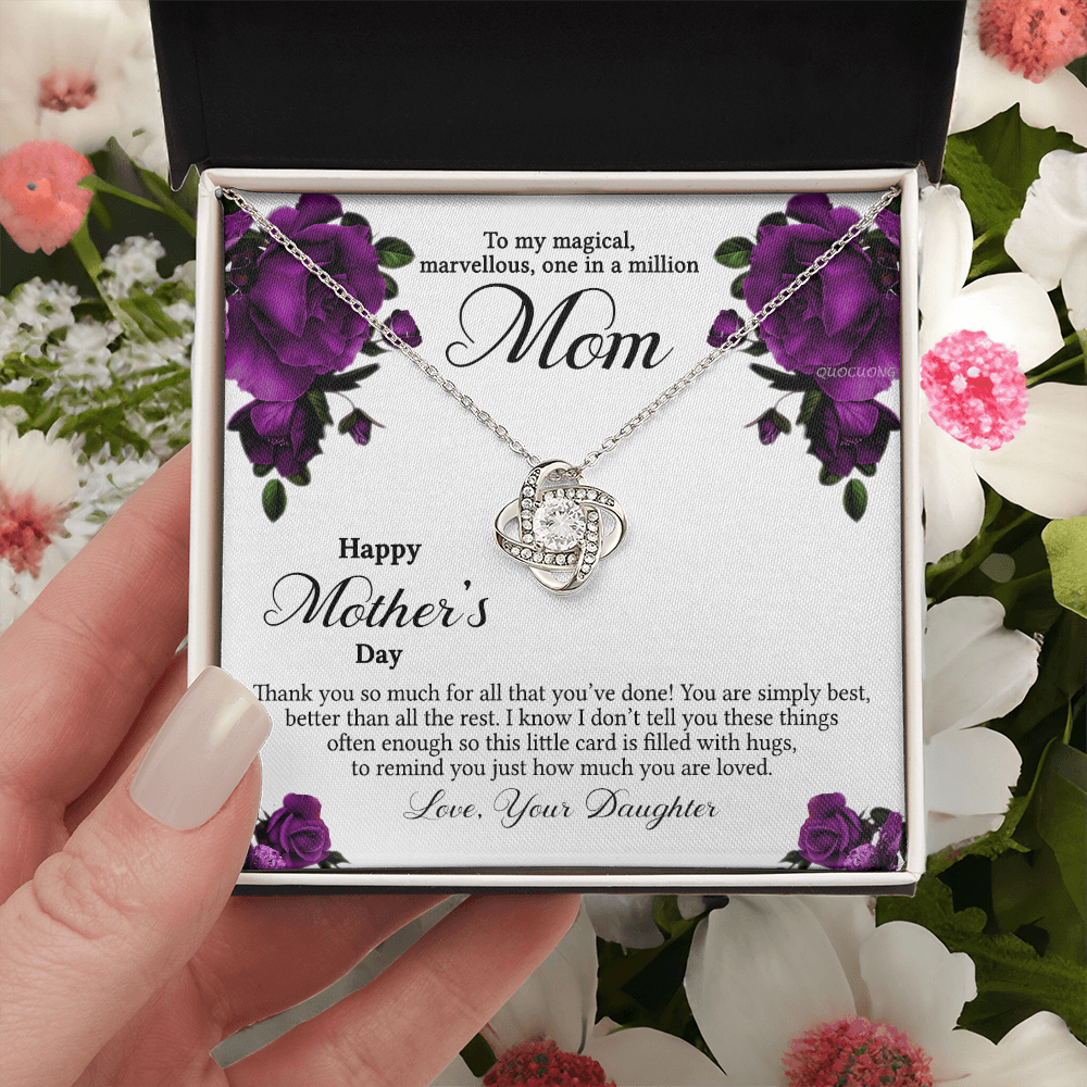 To My Mom Necklace From Daughter, Happy Mother's Day Necklace Gift For Women, Jewelry For Mom, Thank You Necklace Gift For Mom On Mothers Day, Anniversary, Birthday Mother And Daughter Gift Necklace