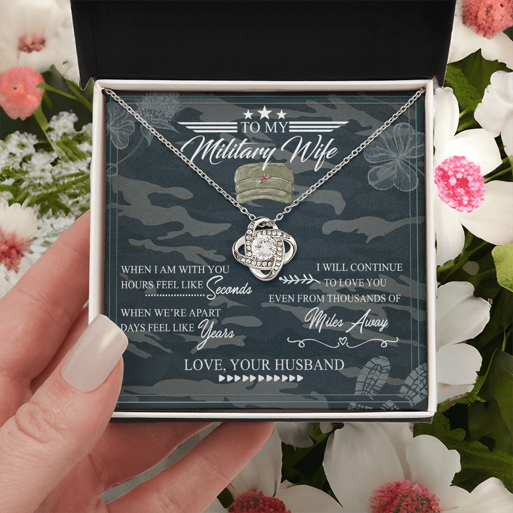 Military Wife Gift Necklace, Husband And Wife Love Knot Necklace, To My Military Wife Necklace From Husband - Veteran Necklace Gift For Wife, Jewelry Gift For Women, Soulmate Gift Necklace