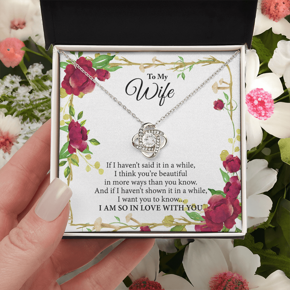 Wife Gift Necklace From Husband, To My Wife Necklace, Wife Love Knot Necklace From Husband, Jewelry Gift For Women Badass Wife Gift Necklace Soulmate Necklace Gift From Men You're Beautiful Necklace