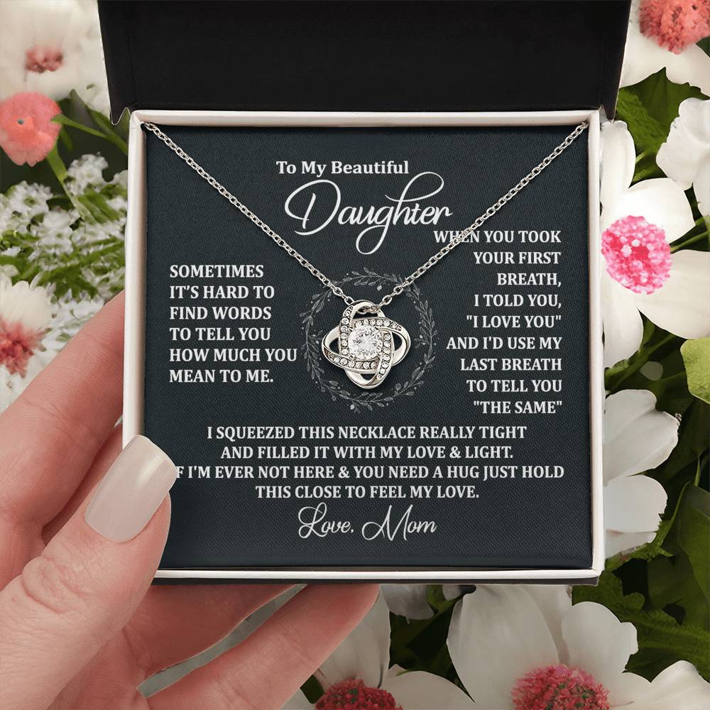 To My Beautiful Daughter Necklace Gift From Mom To Daughter, The Love Knot Necklace, Graduation Gift, Birthday Gift, Mothers Day Jewelry Birthday Gift For Daughter, Mother And Daughter Gift Jewelry