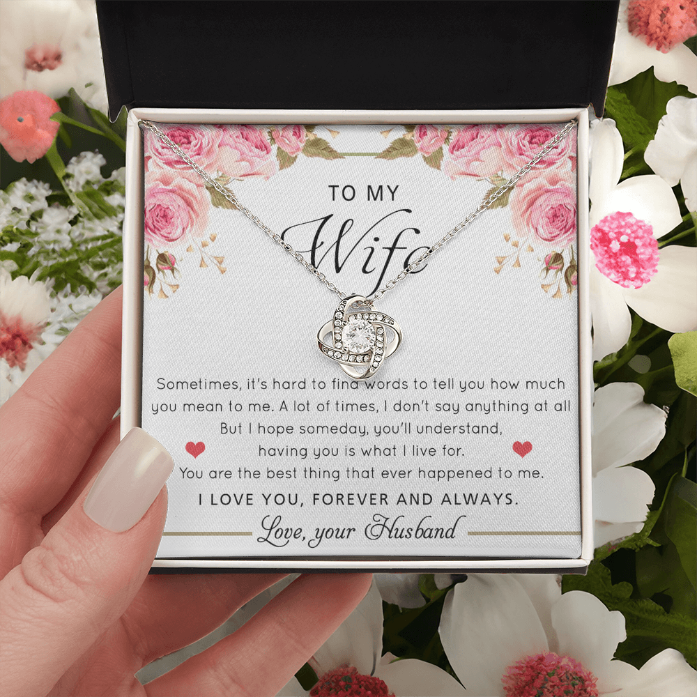 Gift Necklace For Wife, To My Wife Love Knot Necklace From Husband, Valentines Day Necklace Gift For Wife, Soulmate Gift Necklace Personalized Gift Jewelry Custom Romantic Gift Necklace For Wife