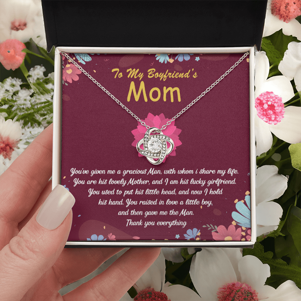 To My Boyfriends Mom Necklace From Girlfriend, Boyfriend's Mom Gift Necklace, Boyfriend Mom Gifts Jewelry For Boyfriend's Mom, Love Knot Necklace Gift For Boyfriends Mom On Mothers Day, Christmas