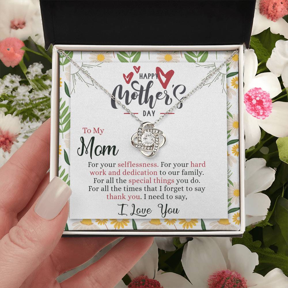 To My Mom Necklace, Happy Mother's Day Necklace Gift For Mom, Thank You Gift Necklace For Mom, To My Mom Necklace From Daughter Or Son, Mother And Daughter Jewelry Gift For Women, Bonus Mom, Mother Love Knot Necklace 6323