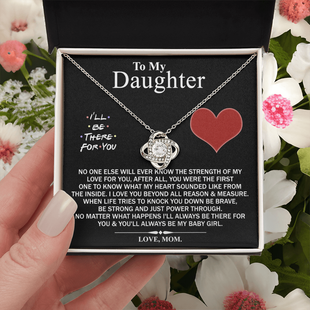 Mother And Daughter Love Knot Necklace, I'll Be There For You Necklace, To My Daughter Love Knot Necklace From Mom, Jewelry Gift For Girls, Baby Girl Love Knot Necklace, Gift Necklace For Daughter