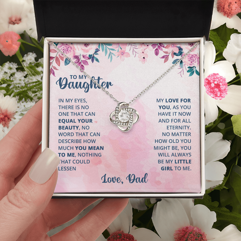 Father To Daughter Gifts Necklace From Dad, Father And Daughter Love Knot Necklace, To My Daughter Necklace From Daddy On Graduation, Birthday, Valentines, Christmas For Daughter Beautiful Girl