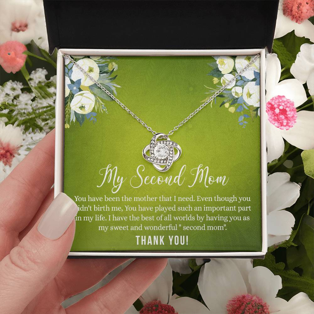 Second Mom Necklace, To My Second Mom Love Knot Necklace Gift From Daughter, Mother And Daughter Gift Necklace Personalized Gift Necklace For Mom, Thank You Love Knot Necklace Gift For Women