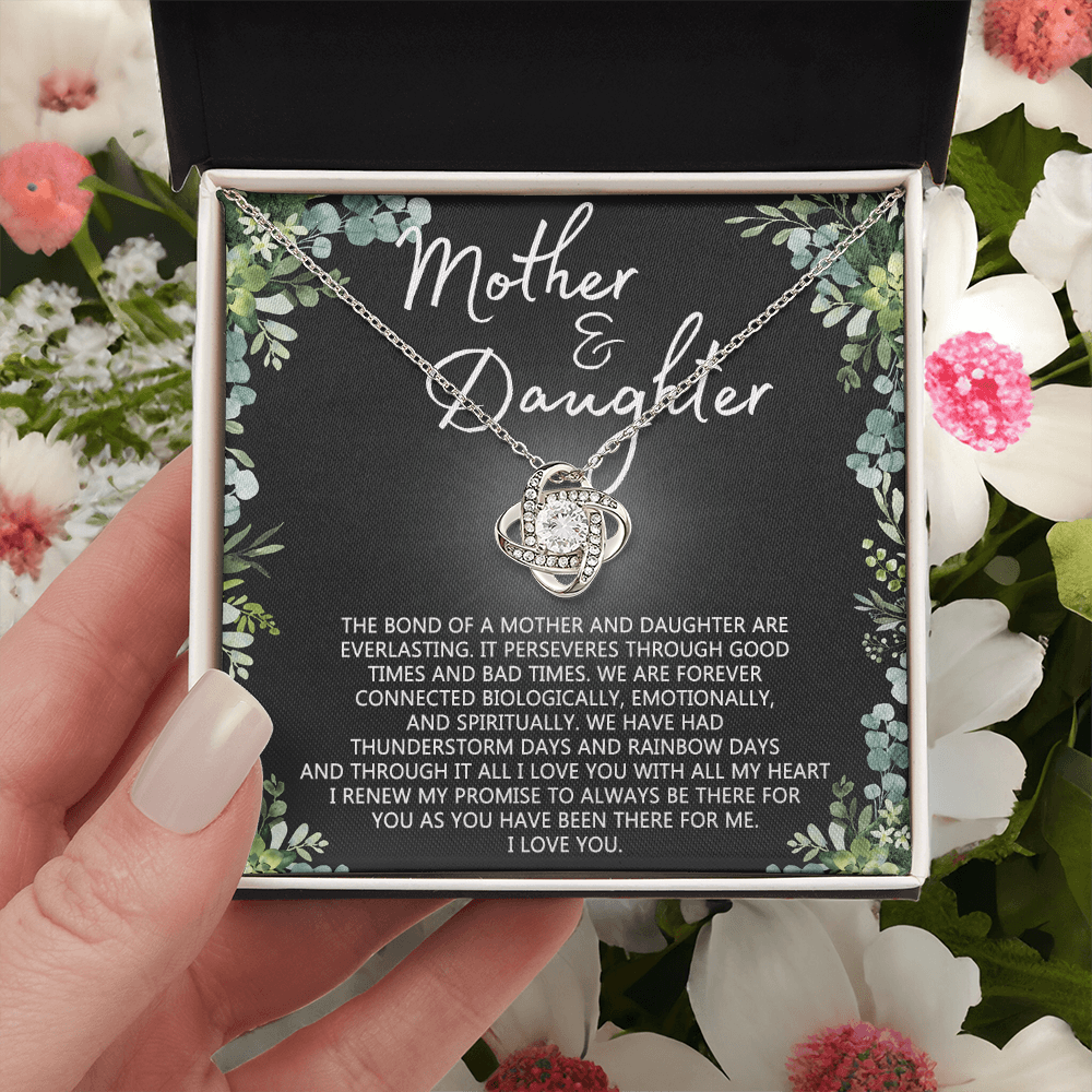 Mother And Daughter Necklace, Mothers day Necklace Gift For Mother, To My Mother Love Knot Necklace Gift From Daughter To Mom Jewelry Gift For Women Bonus Mom Boyfriend's Mom Gift Necklace