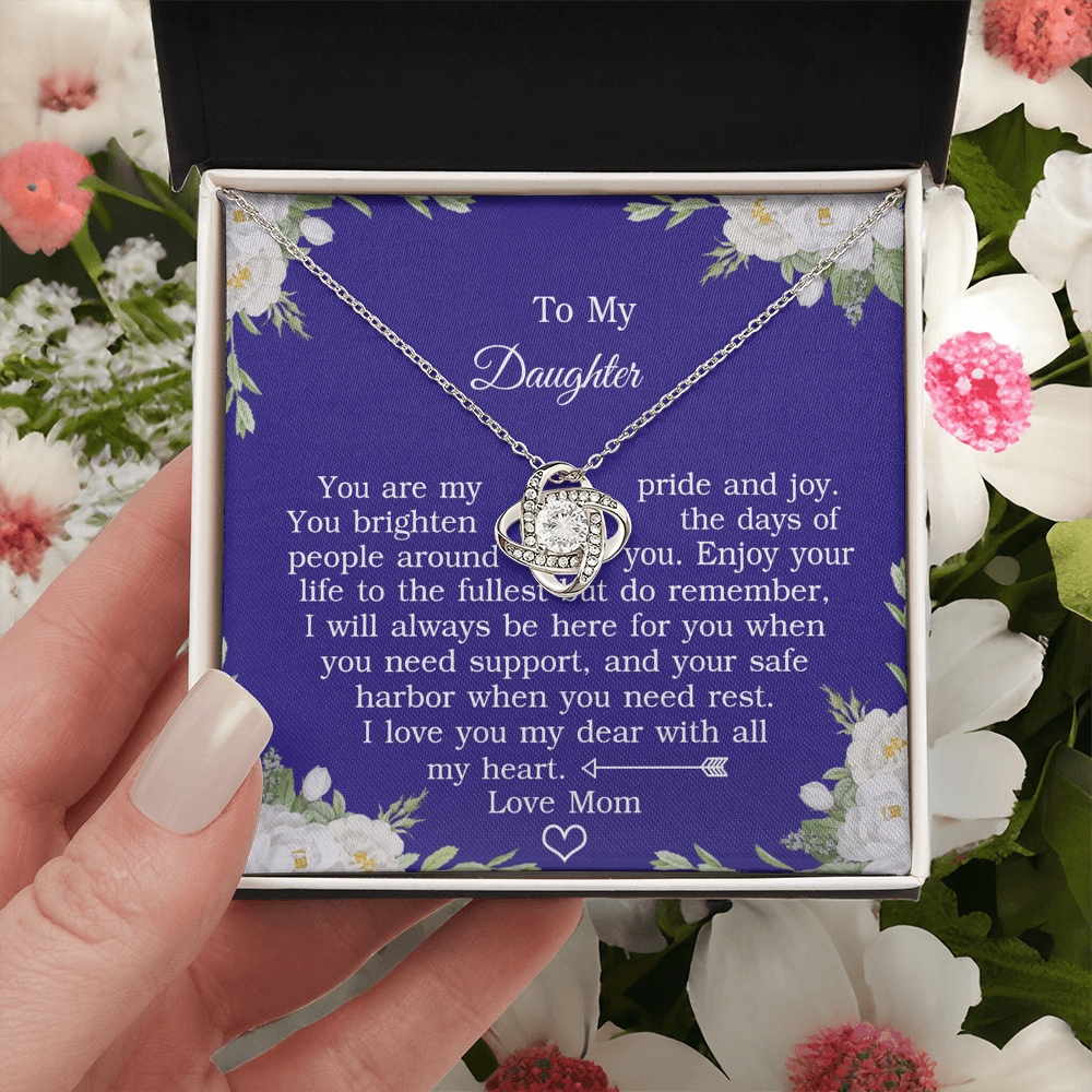 To My Daughter Love Knot Necklace From Mom And Daughter Pendant Gifts For Daughter's From Mother To Daughter Jewelry Gift For Girls, Daughter Necklace Gift From Mother, Daughter To Mom Jewelry