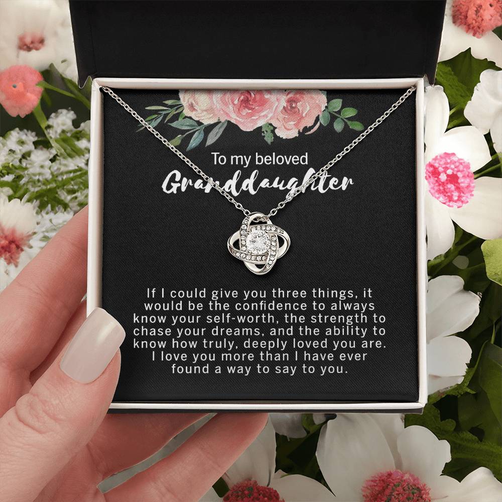Love Knot Necklace For Granddaughter - To My Beloved Granddaughter Necklace From Grandma, Grandmother Gift Necklace On Birthday Gift Graduation Gift, Christmas Beloved Granddaughter Gift Necklace