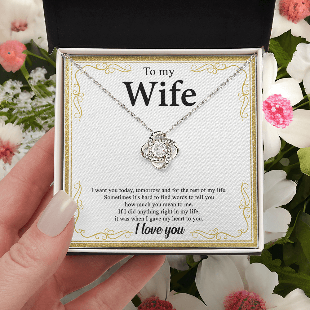 To My Wife Necklace From Husband My Heart To You Necklace Gift For Wife, Wife Gift Necklace, Husband To Wife Gift Love Knot Pendant Gift From Men Jewelry Gift For Women Soulmate Gift Pendant