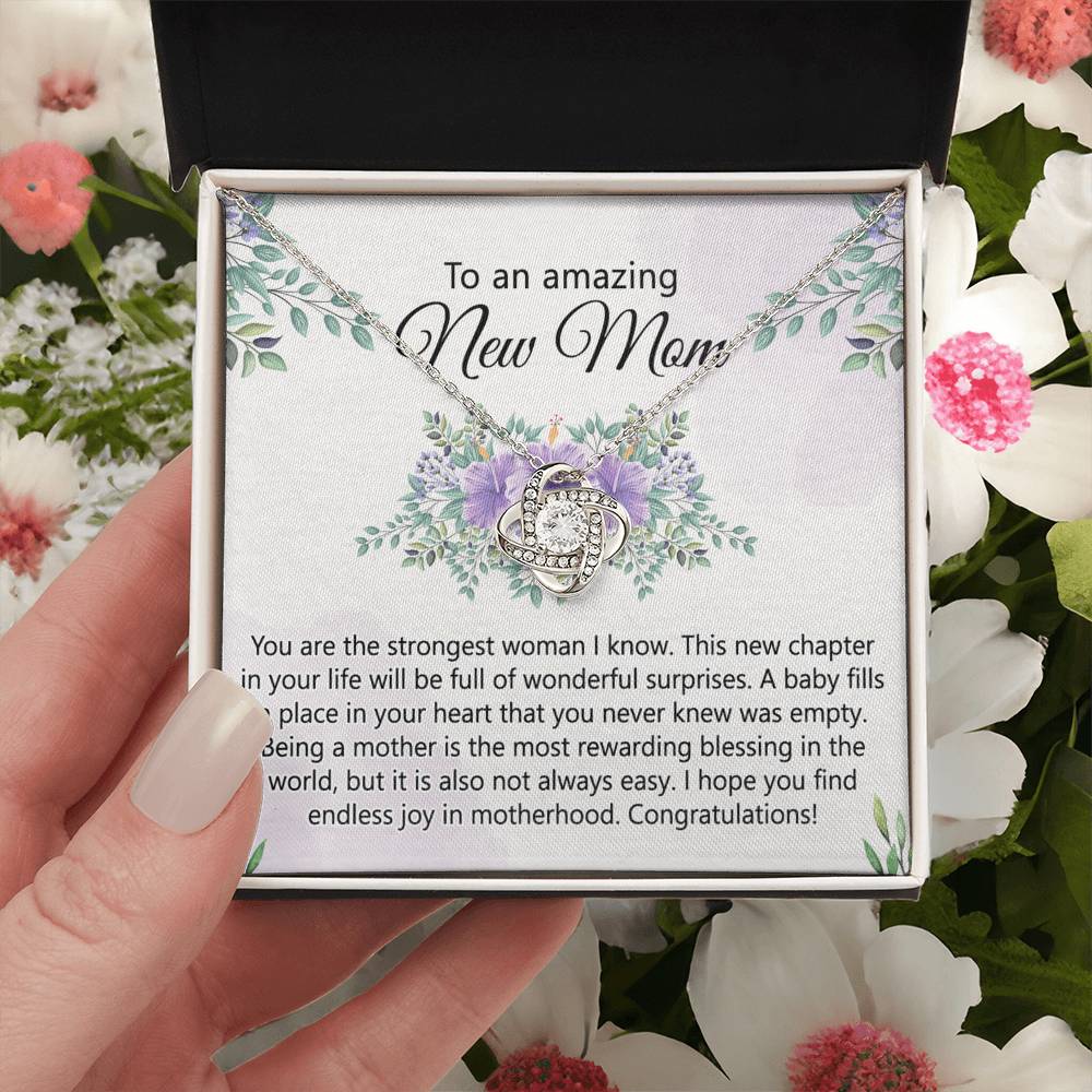 To An Amazing New Mom Necklace From Daughter, Mother's Day Necklace, First Mother's Day Jewelry Gift For Mom To Daughter Gift Mother's Day Love Knot Necklace Gift for Mom, New Mom Jewelry for Mom