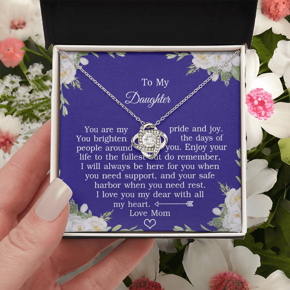 To My Daughter Love Knot Necklace From Mom And Daughter Pendant Gifts For Daughter's From Mother To Daughter Jewelry Gift For Girls, Daughter Necklace Gift From Mother, Daughter To Mom Jewelry