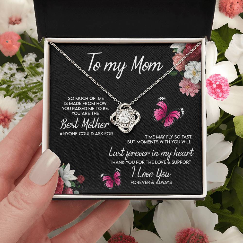 Mom Gift Necklace, To My Mom Necklace From Daughter, Love Knot Necklace Gift For Mom, Happy Mother's Day Necklace Gift Forever And Always Pendant Gift For Mom, Jewelry Gift For Women, Mom Butterfly Love Knot Necklace 6323