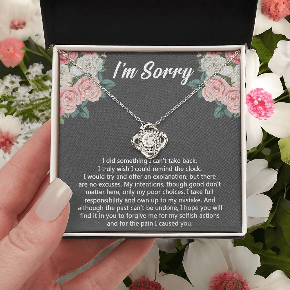 I'm Sorry Gift Necklace for Her, Apology Gifts Necklace for Girls, Woman Sorry Gift Necklaces with Meaningful Message Jewelry Sorry Gift Love Knot Necklace For Girlfriend Wife Soulmate Best Friend