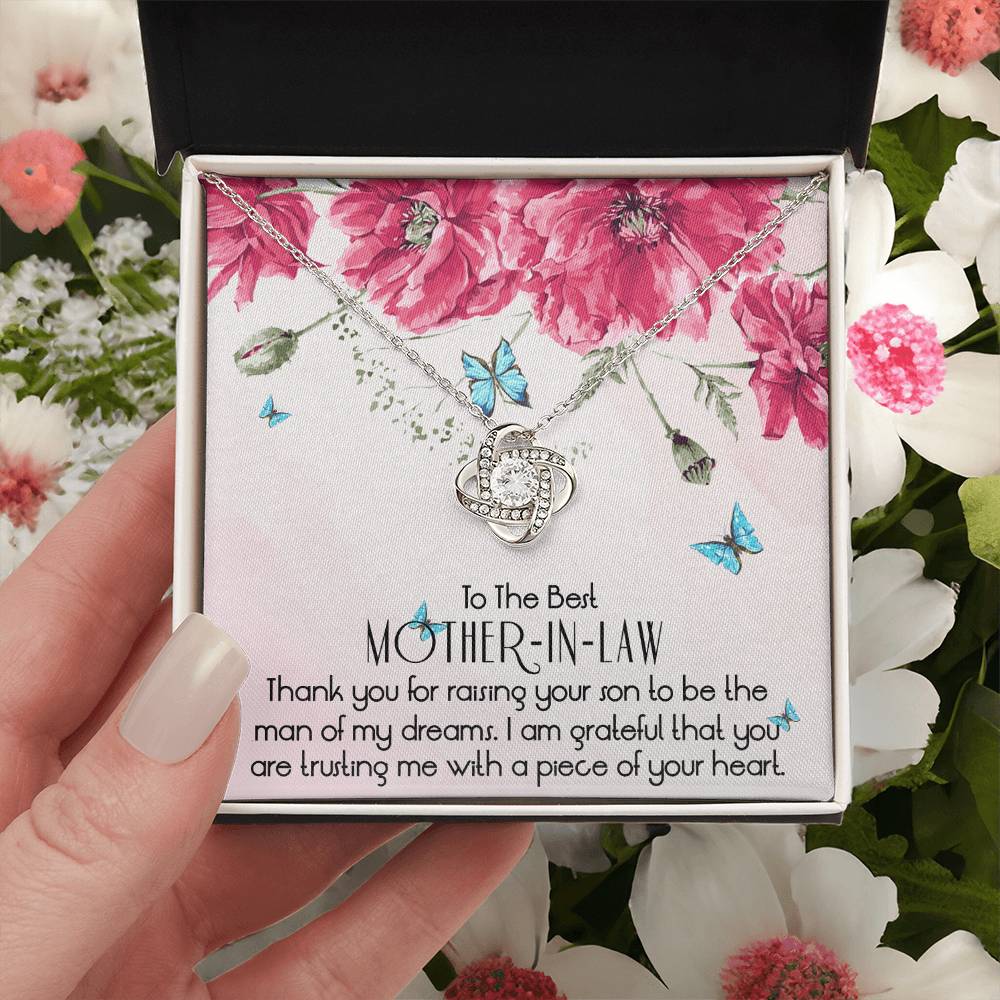 To The Best Mother In Law Necklace, Mother In Law Gifts, Mothers Day Gifts Necklace Love Knot Necklace 6323