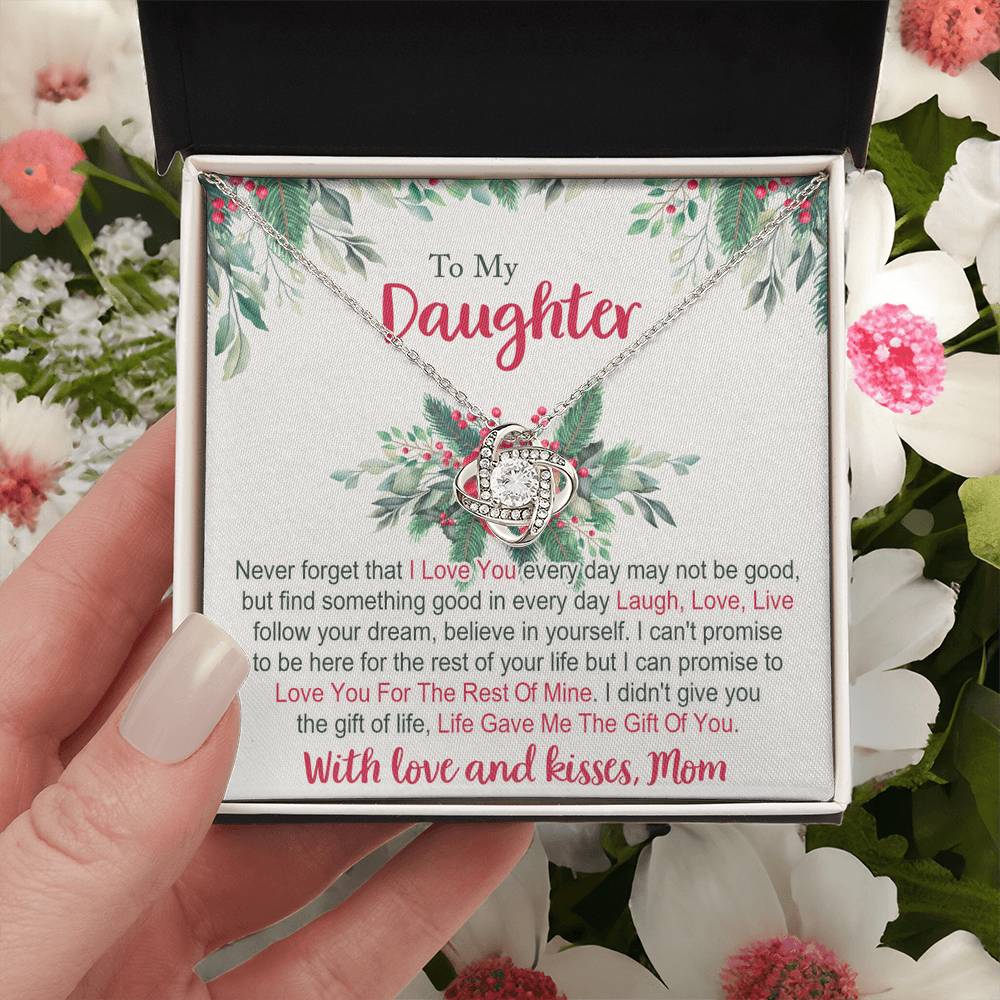 To My Daughter Gifts Necklace From Mom for Christmas Daughter's Graduation Gifts for Her, Mother To Daughter Necklace Christmas Card Pendant Mother And Daughter Jewelry Gift For Girls