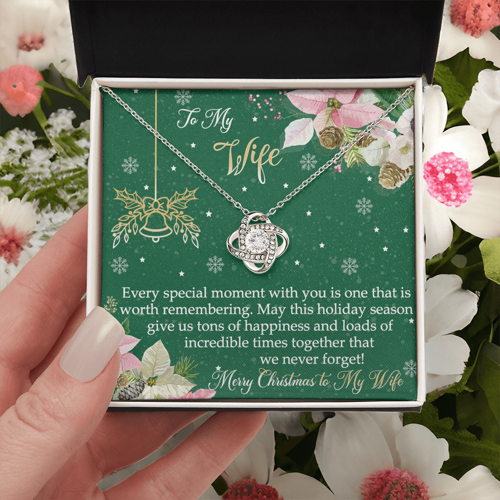 The Love Knot Gift For Wife, To My Wife Merry Christmas Necklace From Husband, Jewelry Gift For Women, Husband To Wife Love Knot Pendant, Merry Christmas To My Wife Gift Necklace On Christmas
