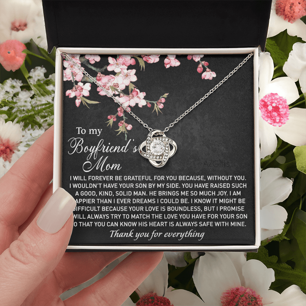 To My Boyfriend's Mom Necklace From Girlfriend, Gifts Necklace For Boyfriends Mom, Boyfriends Mom Love Knot Necklace Gift On Birthday Gift, Mothers Day, Christmas Anniversary, Jewelry For Women