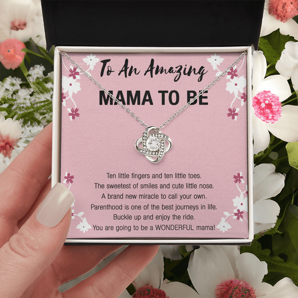 Mama To Be Necklace, To An Amazing Mama To Be Necklace From Daughter, Little Girl Necklace Gift For Mom, Wonderful Mama Pendant, Daughter And Mother Love Knot Necklace Gift For Mom Jewelry To Mama