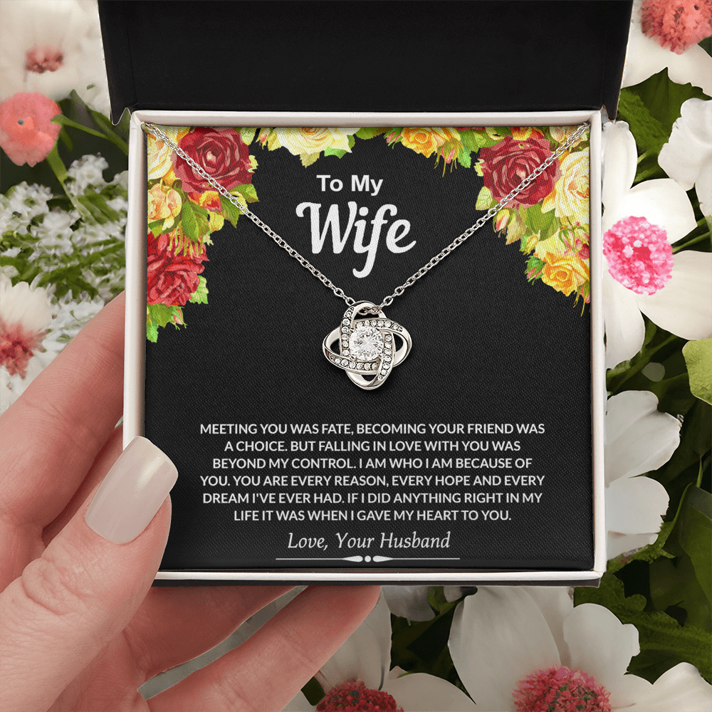 To My Wife Gift Necklace From Husband, Necklace Gift For Wife, Soulmate Gift Necklace Girlfriend, Husband To Wife Love Knot Pendant, Jewelry Gift For Women, Woman Necklace Gift My Heart To You