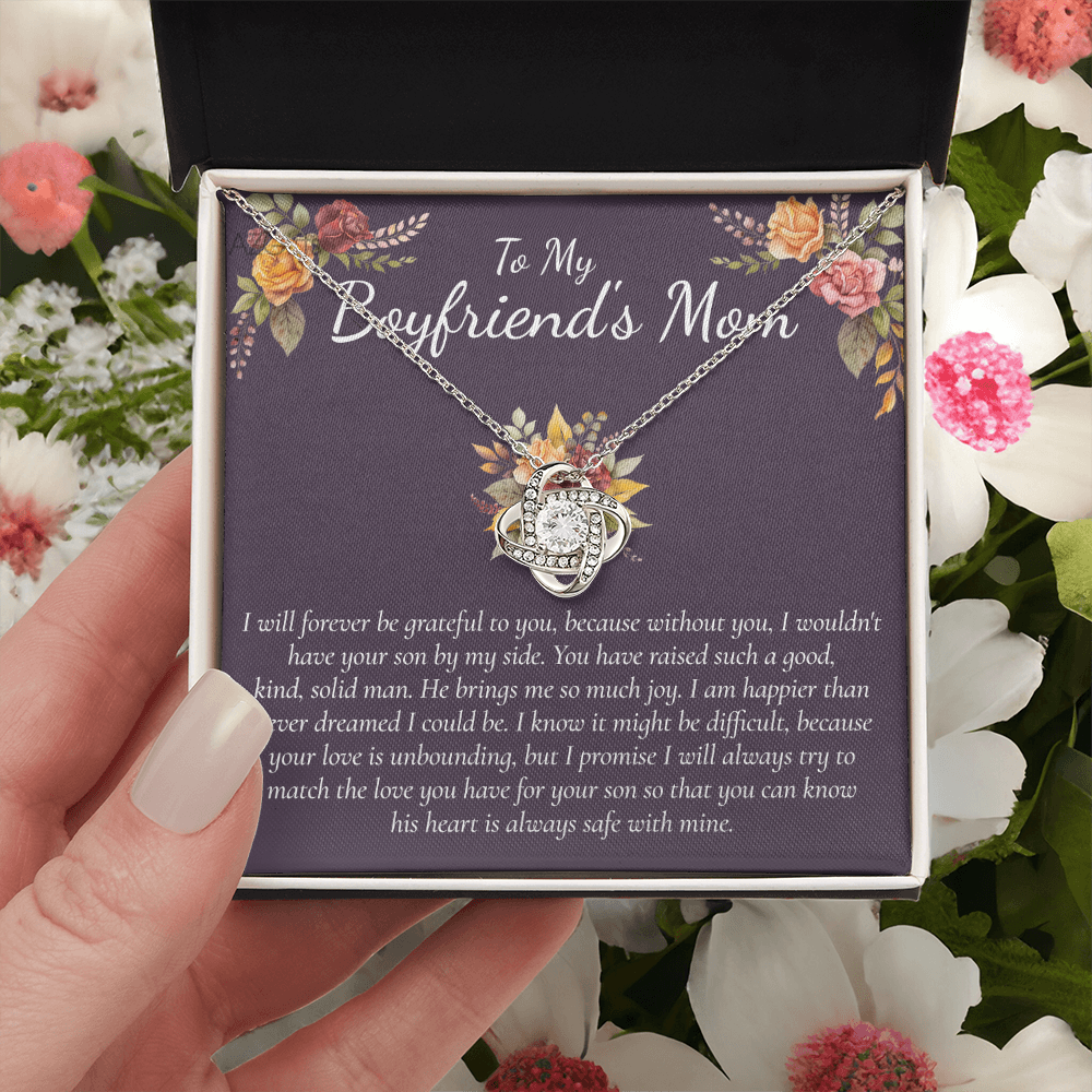To My Boyfriends Mom Necklace From Girlfriend, Gifts Necklace for Boyfriend's Mom, Thank You Gift Necklace For Boyfriend's Mom, Boyfriends Mom Love Knot Necklace For Her, On Mothers Day, Christmas