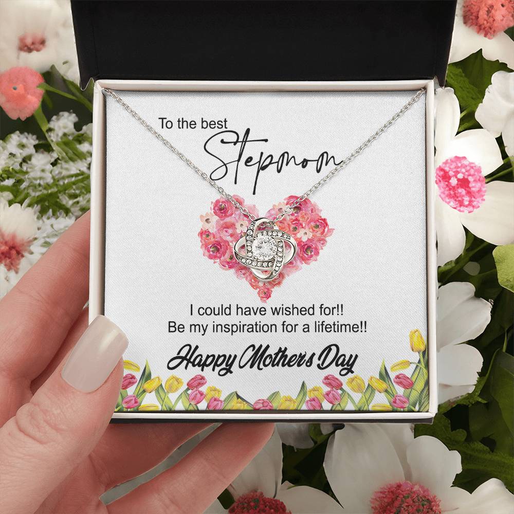 To The Best Stepmon Necklace, Happy Mother's Day Necklace Gift From Daughter, Son To My Step Mom Necklace From Daughter, Stepmom Gift Necklace, Boyfriend's Mom Gift Necklace, Love Knot Gift For Mom Love Knot Necklace 6323
