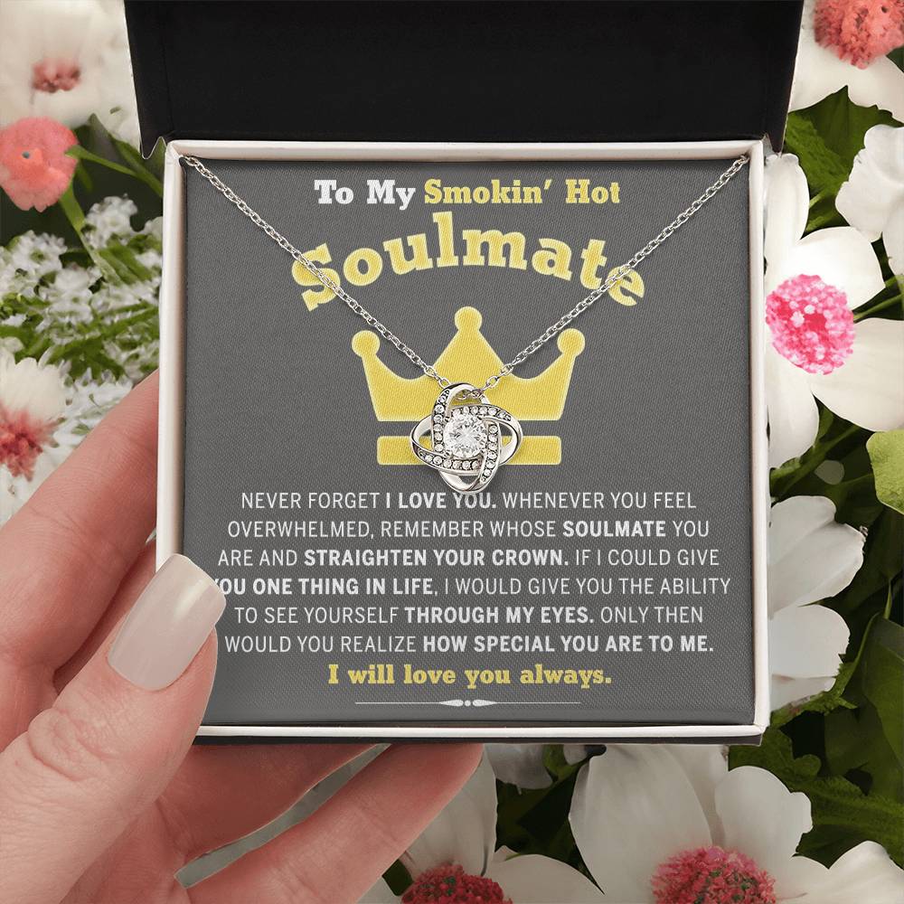 To My Smokin' Hot Soulmate Necklace Gift From Husband Boyfriend, Jewelry Gift for Wife, Couples Gifts Neckalce for Wife Necklaces Styles On Birthday Christmas Wedding, Love Knot Necklace for Women