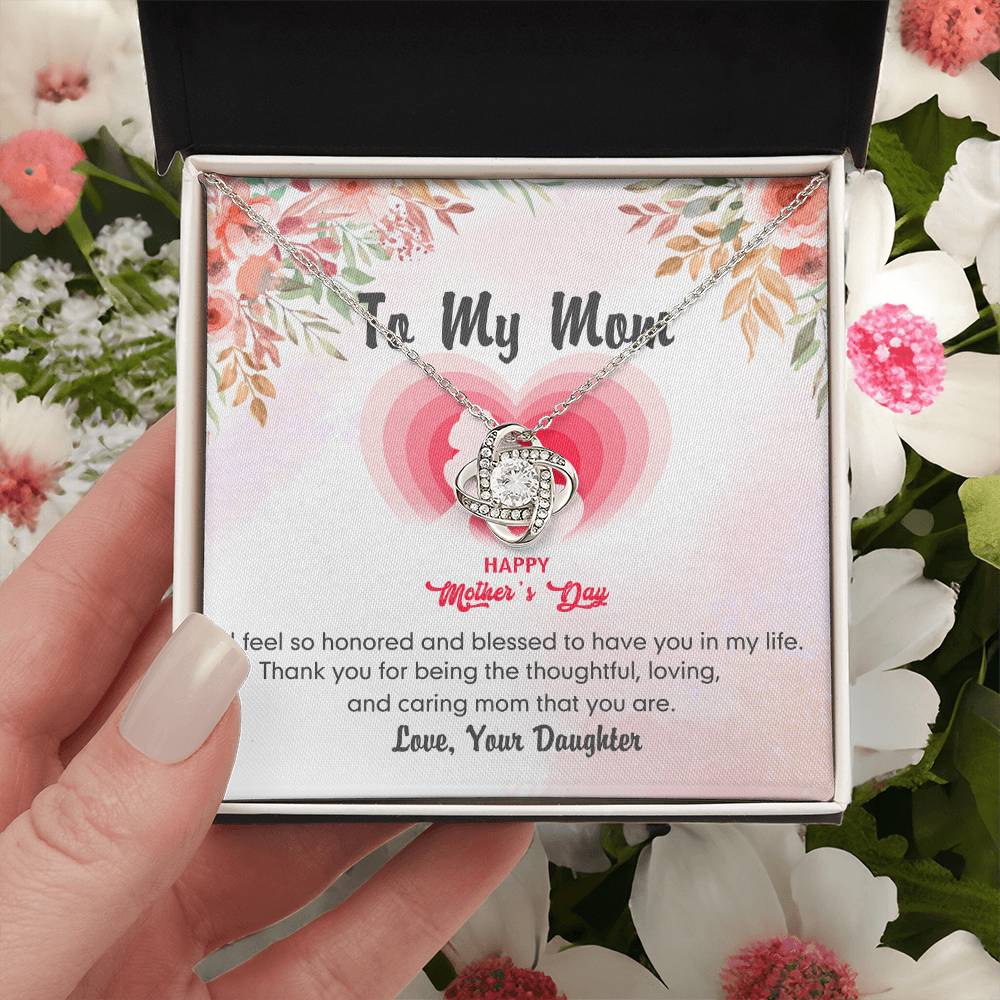 Happy Mother's Day Necklace, To My Mom Love Knot Necklace From Daughter, Badass Mom Necklace Gift For Mom Thank You Necklace Gift For Mom, Mother And Daughter Jewelry Gift For Women, Bonus Mom Love Knot Necklace 6323