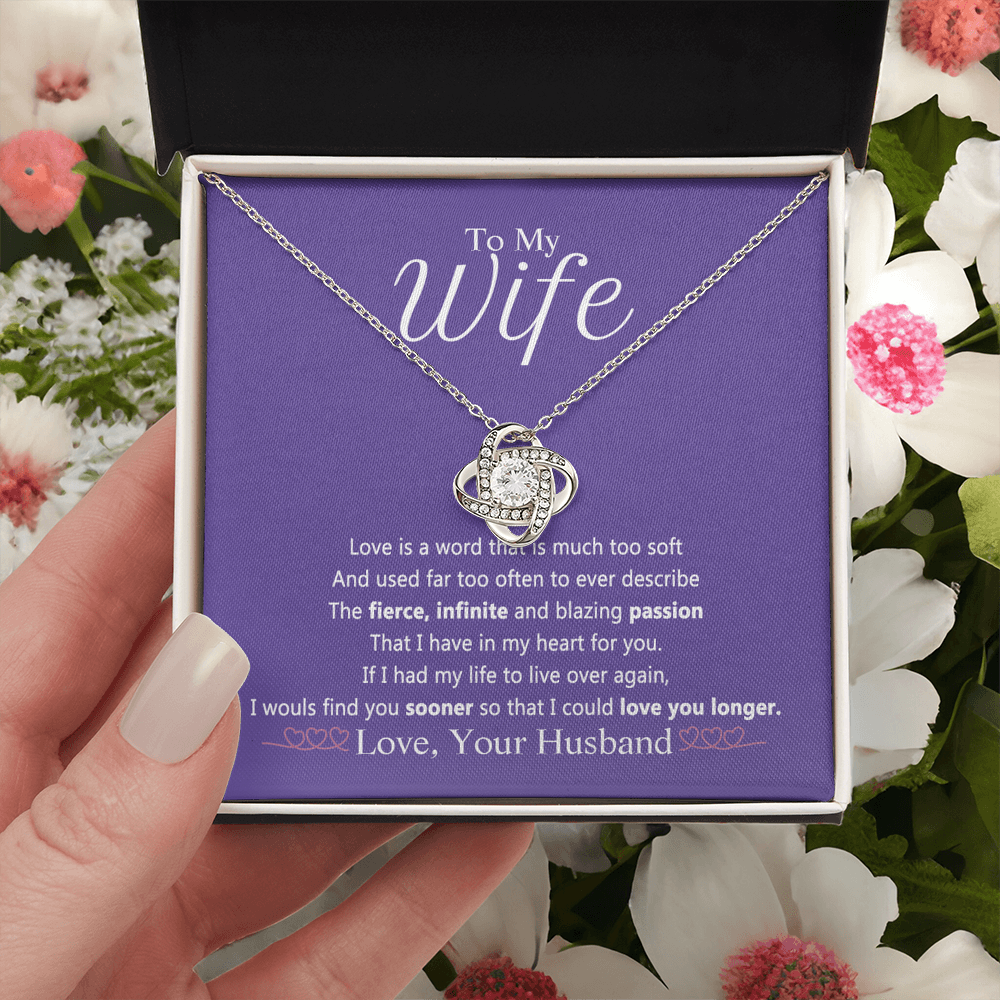 Wife Gift Necklace From Husband, To My Wife Necklace, Wife Love Knot Necklace From Husband, Jewelry Gift For Women Badass Wife Gift Necklace Soulmate Necklace Gift From Men Love You Longer Necklace