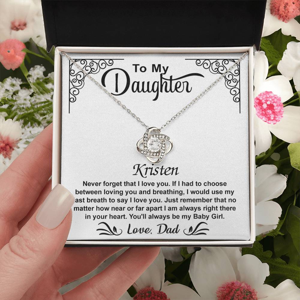 To My Daughter Love Knot Necklace with Luxury Box Gift From Dad, To My Daughter Lion Dad And Daughter - Father Daughter Gifts Ideas Love, Pendant Necklaces On Birthday, Christmas