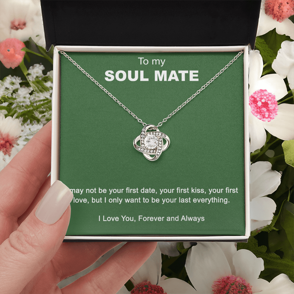 To My Soul Mate Love Knot Necklace Gift From Husband, Boyfriend with Message Card Gift For Soulmate Love Knot Pendant, Gift Necklace for Her Romantic Soulmate Gift Pendant, Girlfriend Gifts