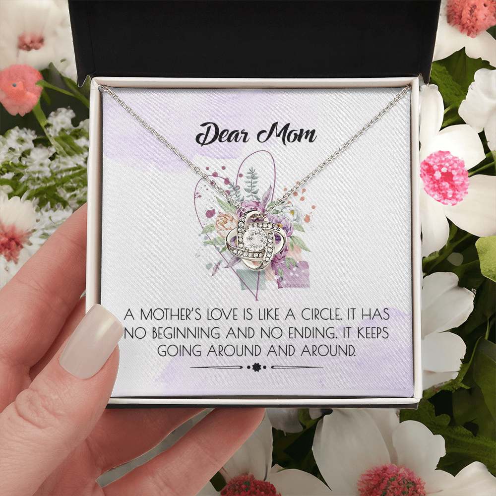 Dear Mom Gift Necklace, To My Mom Necklace, Daughter And Mother Love Knot Pendant Gift For Her, Bonus Mom Gift Necklace, Jewelry For Mom On Mothers Day, Anniversary, Birthday Gift Christmas