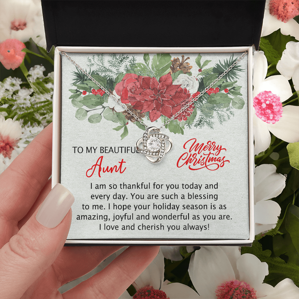 To My Beautiful Aunt Christmas Necklace Gift for Aunt from Niece Personalized Aunt Necklace Gift Merry Christmas Day Gift for Aunt Necklace for Aunt from Niece Love Knot Necklace