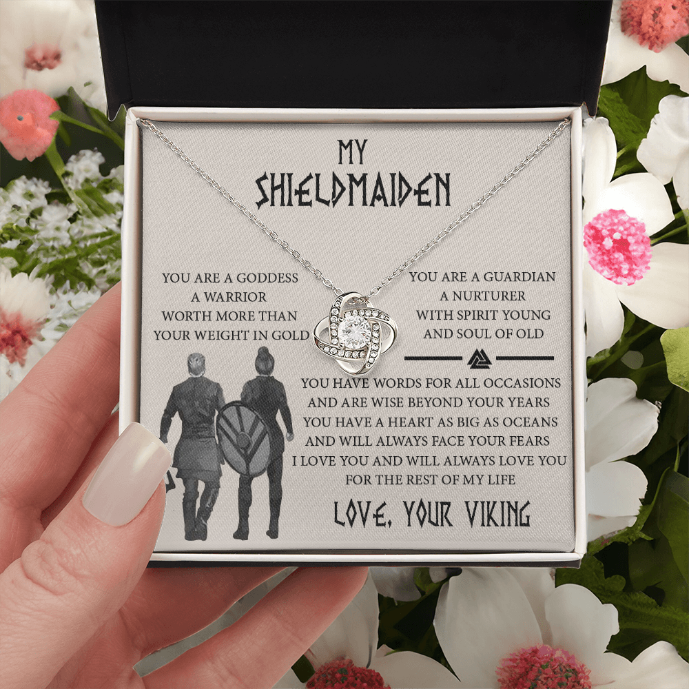Shieldmaiden Gift Necklace, Viking Jewelry For Women, Love Knot Necklace Gifts For Her, Wife, Future-Wife, Soulmate, Girlfriends, Fiance From Him Husband, On Mother's Day, Birthday, Anniversary
