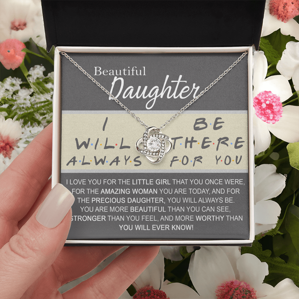 Daughter Gift Necklace Message Card Jewelry - Getting Card For Daughter, Custom Card For Little Girl, To My Beautiful Daughter Love Knot Necklace Gift From Mom - Mother And Daughter Gift Jewelry