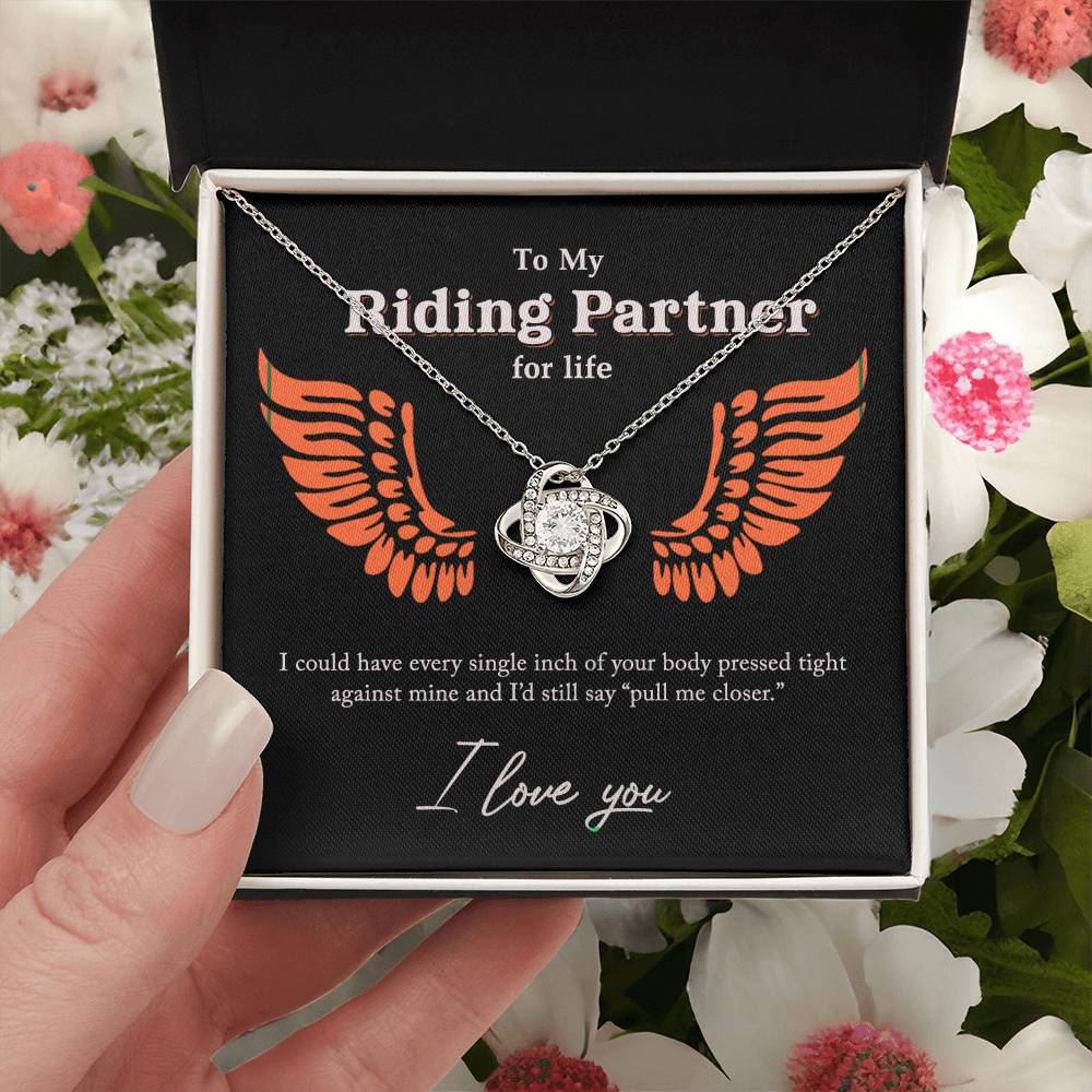 To My Riding Partners Necklace From Husband, Boyfriend, Riding Partners Love Knot Pendant Gift For Life Motorcycle Girlfriend Gift Necklace for Her Romantic, Girlfriend Gifts Necklace