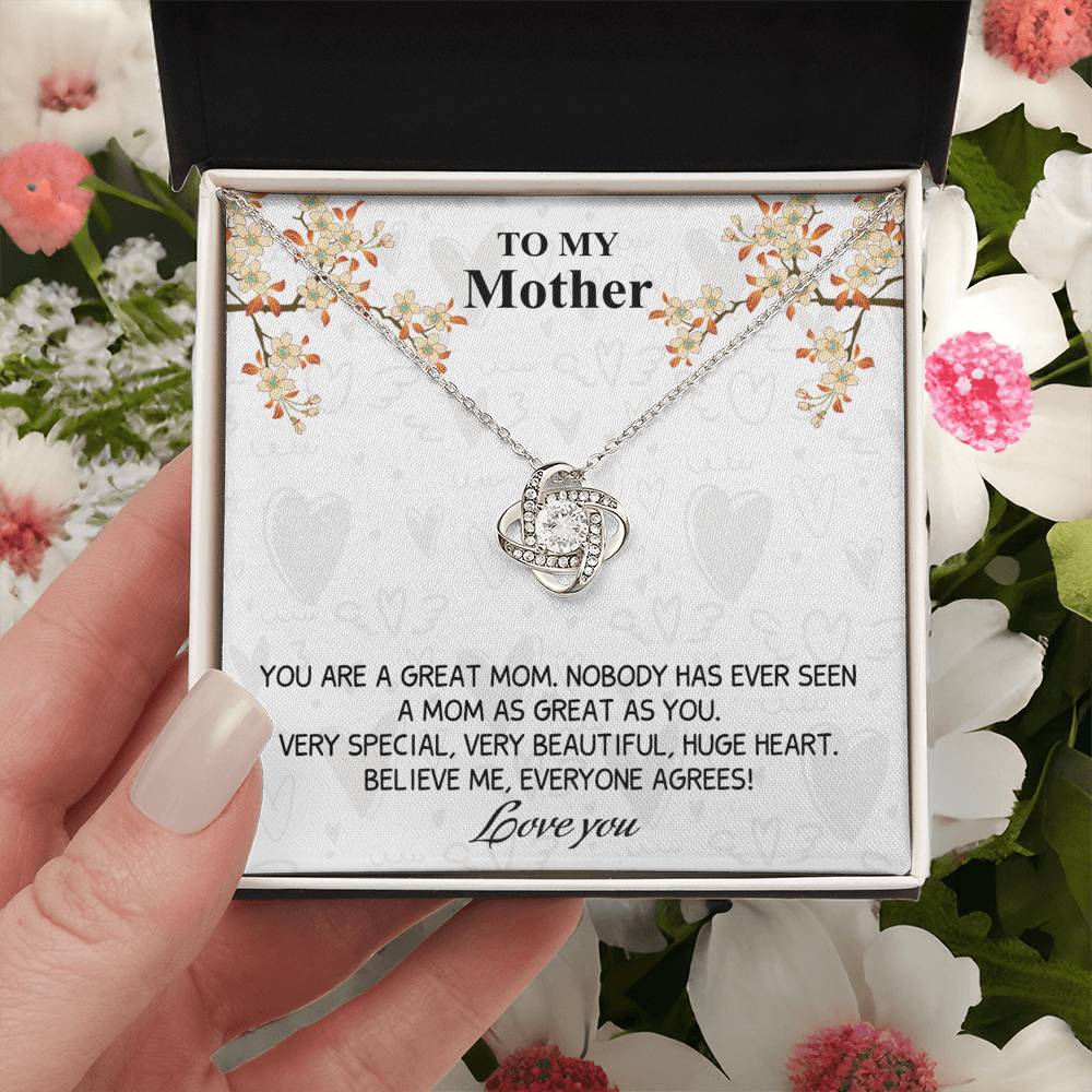 Great Mom Necklace, To My Mother Necklace From Daughter, The Love Knot Necklace Gift For Mom, Jewelry Gift For Women, Mother And Daughter Gift Necklace I Love You From Daughter To Mom Pendant Love Knot Necklace 6323