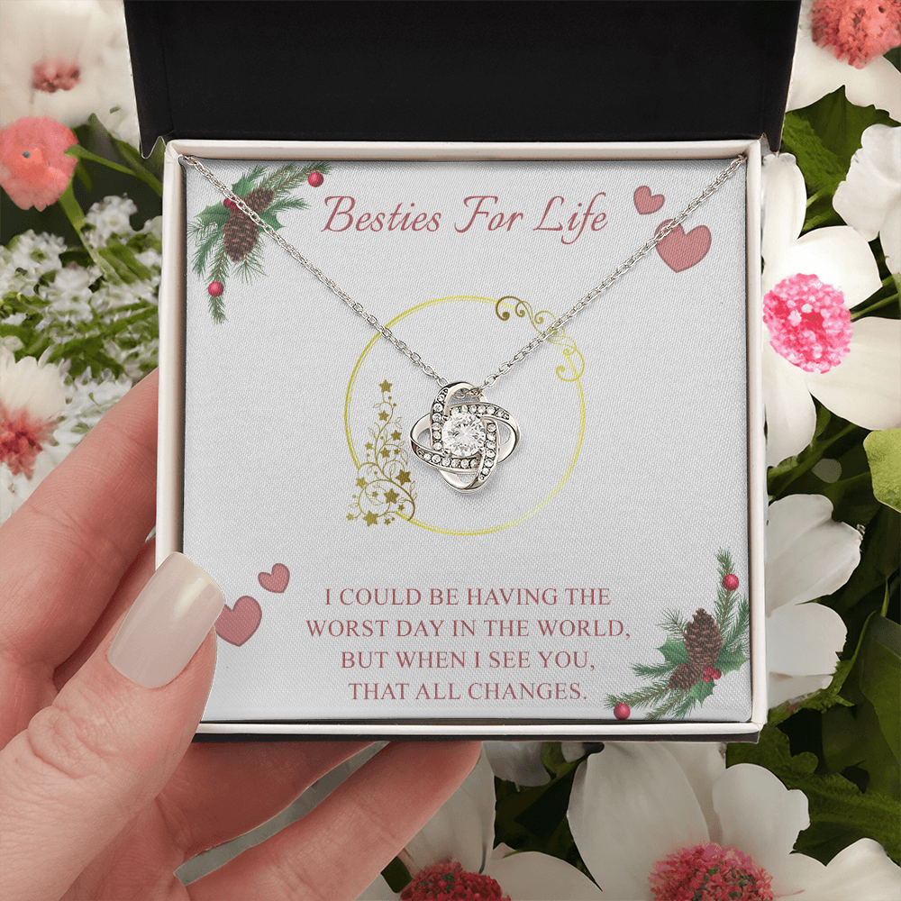 Gifts Necklace For Besties, To My Besties Love Knot Necklace From Friend, Best Friend Birthday Gift Necklace, Long Distance Best Friend Necklace, Besties For Life Necklace Jewelry Gift For Girls