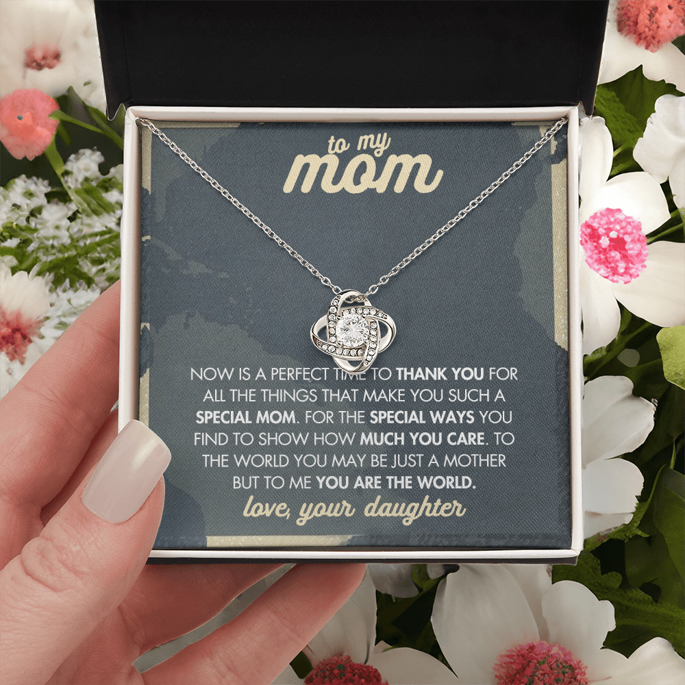 Mother And Daughter Necklace, To My Mom Love Knot Necklace From Daughter, Now Is A Perfect Time To Thank You Necklace Gift For Mom, Mother On Birthday Gift Anniversary Wedding Day Necklace For Mom