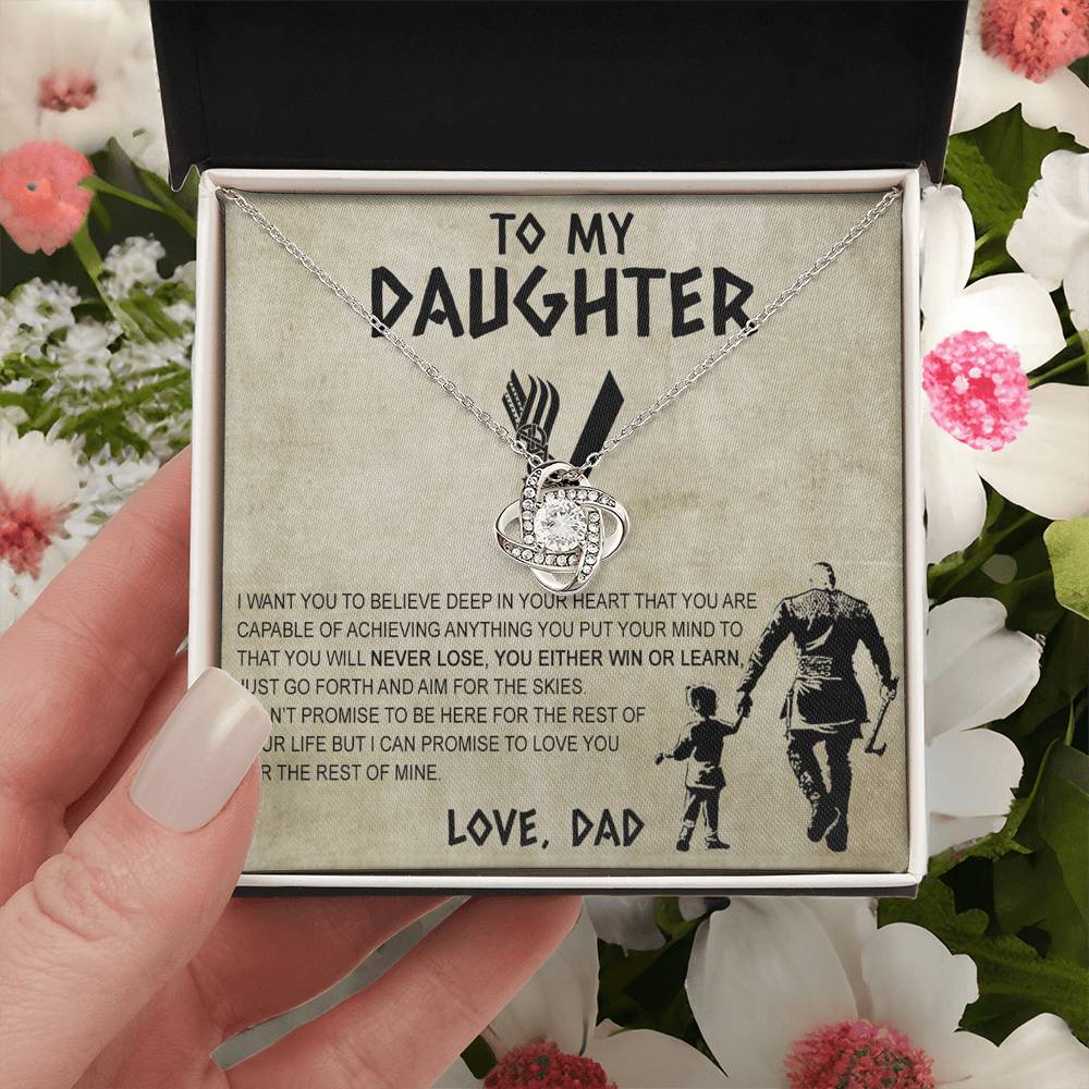 Father To Daughter Gifts Necklace From Dad, Father Daughter Viking Necklace, To My Daughter Necklace From Daddy On Graduation Gift, Birthday, Anniversary, Christmas For Badass Beautiful Girls