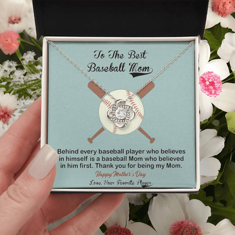 Baseball Mom Gift Necklace, To the Best Baseball Mom Necklace From Daughter, Favorite Player Necklace Gift For Mom, Baseball Mom Love Knot Necklace Jewelry Gift For Women, To The Best Mom Necklace Love Knot Necklace 6323