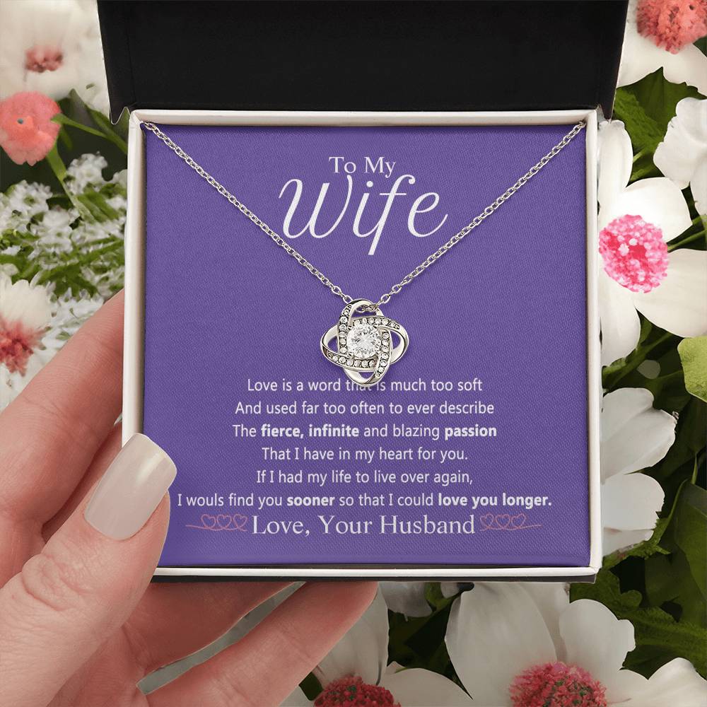 Wife Gift Necklace From Husband, To My Wife Necklace, Wife Love Knot Necklace From Husband, Jewelry Gift For Women Badass Wife Gift Necklace Soulmate Necklace Gift From Men Love You Longer Necklace