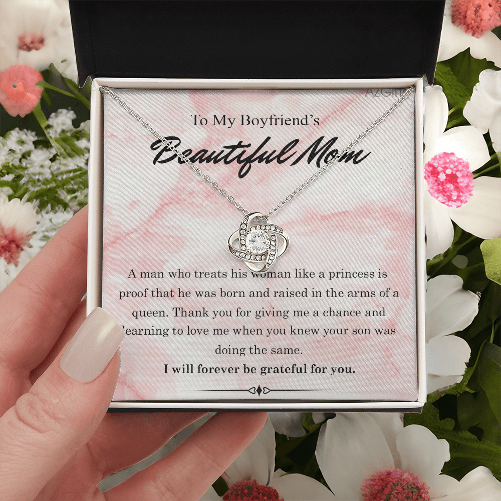 To My Boyfriends Beautiful Mom Necklace From Girlfriend, Gift Necklace For Boyfriend's Mom Jewelry For Mom On Mothers Day For Boyfriend Mom, Boyfriend's Mom Christmas Necklace Gift for Bf Mom