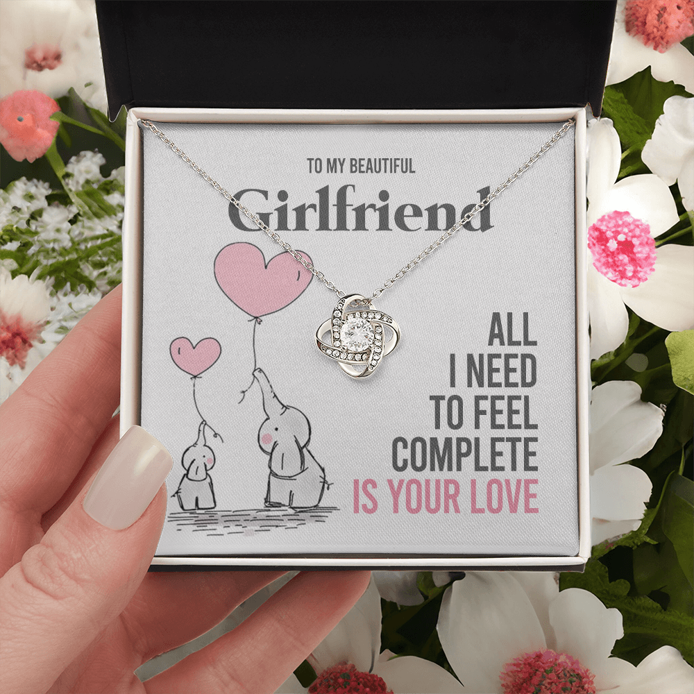 To My Girlfriend Gift Necklace Romantic Girlfriend Birthday Gifts for Girlfriend From Boyfriend, Husband, Girlfriend Gift Necklace - Jewelry Gift For Girls, Love Knot Pendant Gift For Girlfriend
