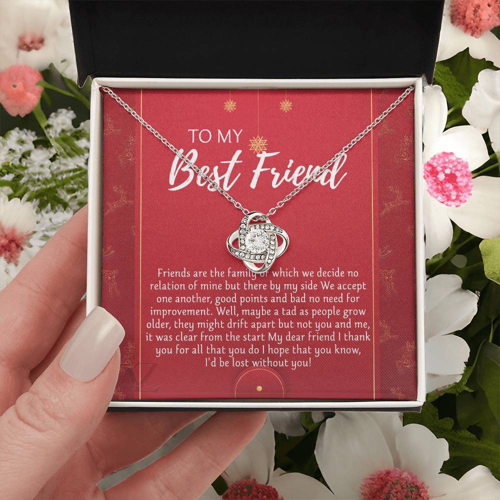 To My Best Friend Christmas Necklace From Friend, Jewelry Gift For Friend, Christmas Love Knot Necklace For Friend, BFF Best Friend Gift Necklace On Anniversary, Christmas Friends Are The Family