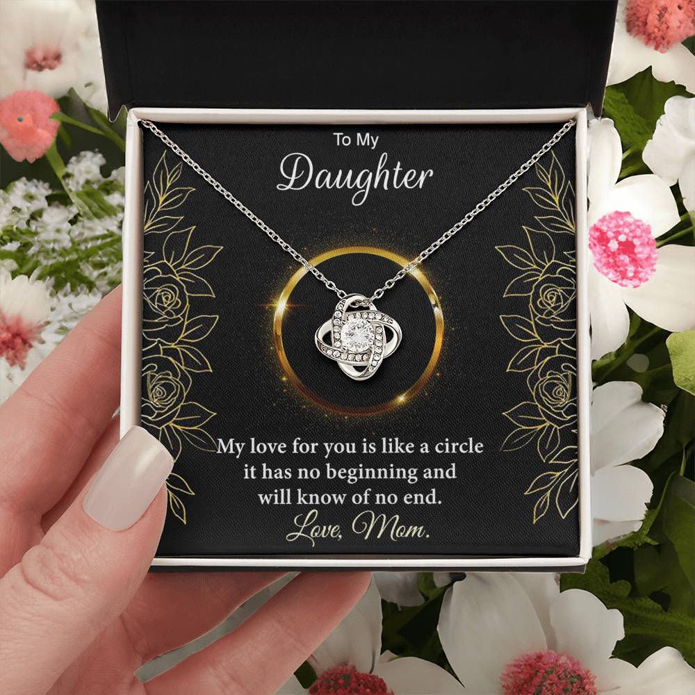 Personalized Gift Necklace For Daughter, Custom Card Gift For Daughter, To My Daughter Love Knot Necklace Gift From Mom, My Love For You Necklace, Love Knot Jewelry Gift For Daughter Birthday