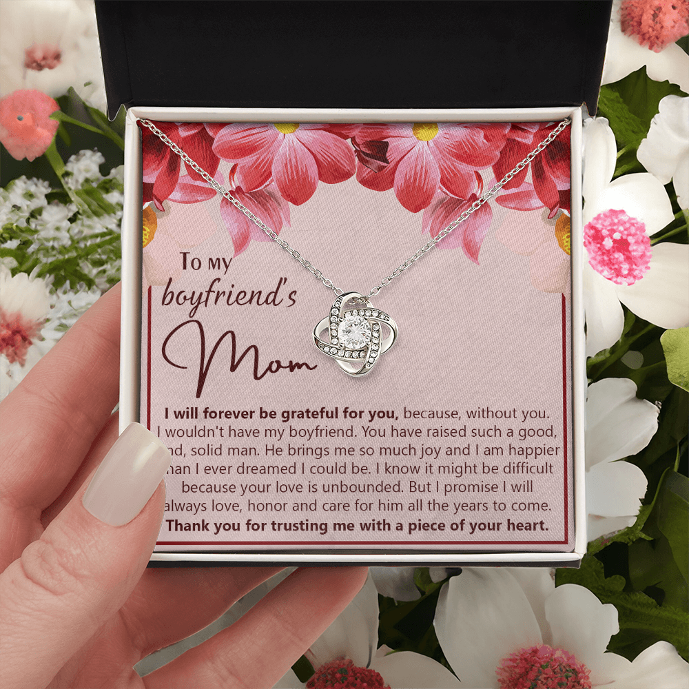 To My Boyfriend's Mom Necklace From Girlfriend Mom, Boyfriends Mom Love Knot Necklace, Boyfriend's Mom Gift Necklace, Boyfriend's Mom Gifts Necklace On Mother's Day, Xmas Present Jewelry For Women