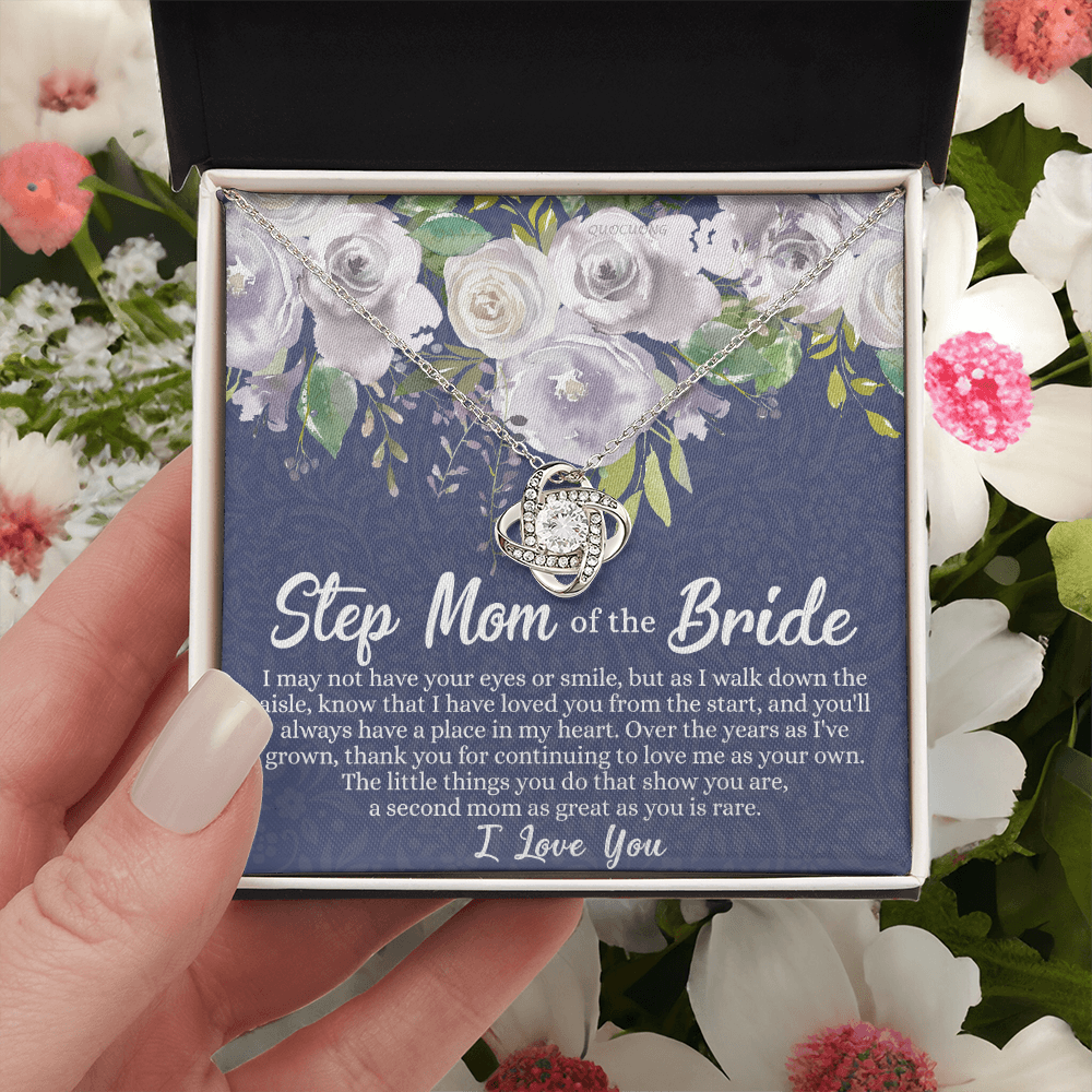 Mom Of The Bride Gift Necklace, To My Step Mom Love Knot Necklace From Daughter, Step Mom Gift Necklace - Second Mom Gift Necklace, Jewelry Gift For Women, Daughter To Step Mom Of The Bride Necklace